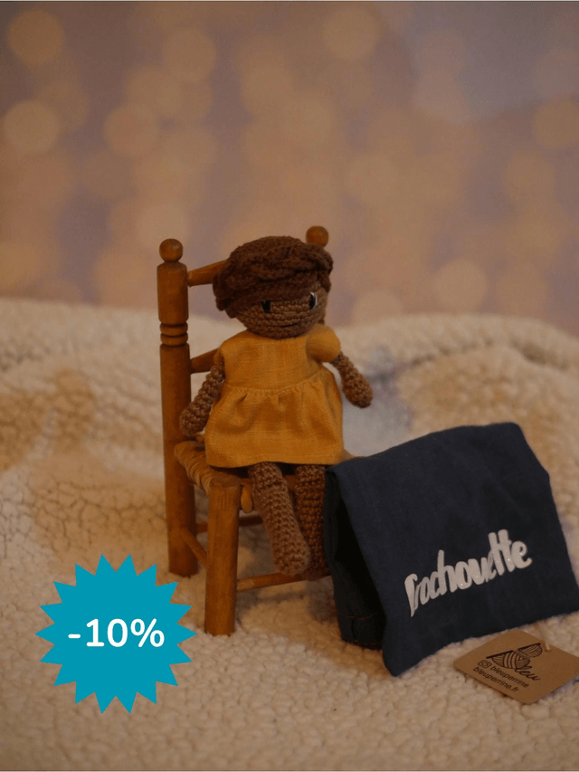 La crochouette peau noire, tresse brune 