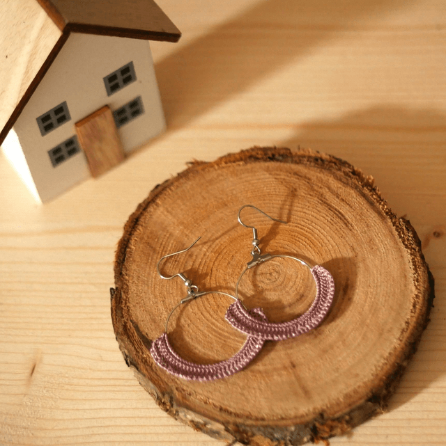 Boucles d'oreille créoles Vieux rose 