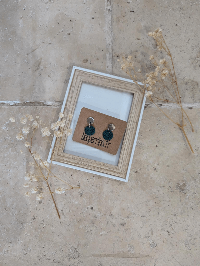 Boucles d'oreilles clous ronds vertes 