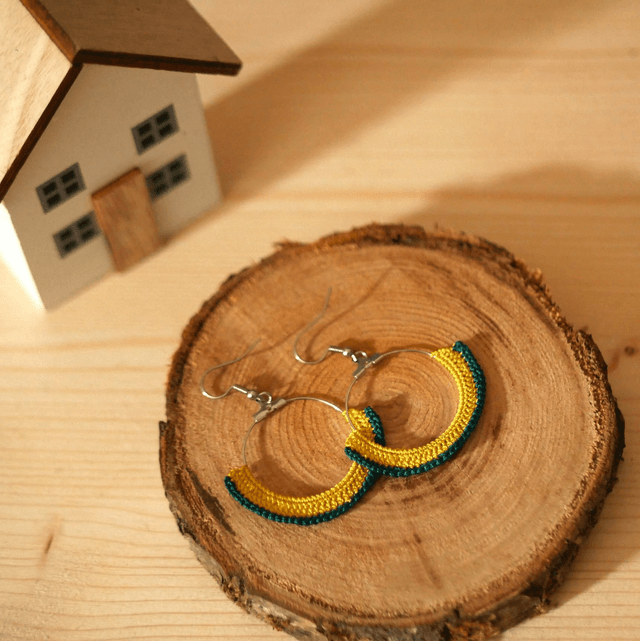 Boucles d'oreilles créoles Jaune et vert