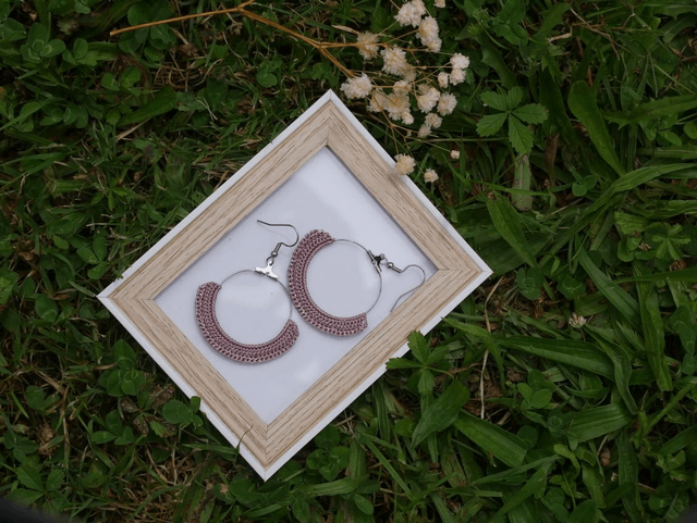 Boucles d'oreille créoles Vieux rose 