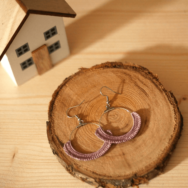 Boucles d&#039;oreille créoles Vieux rose 