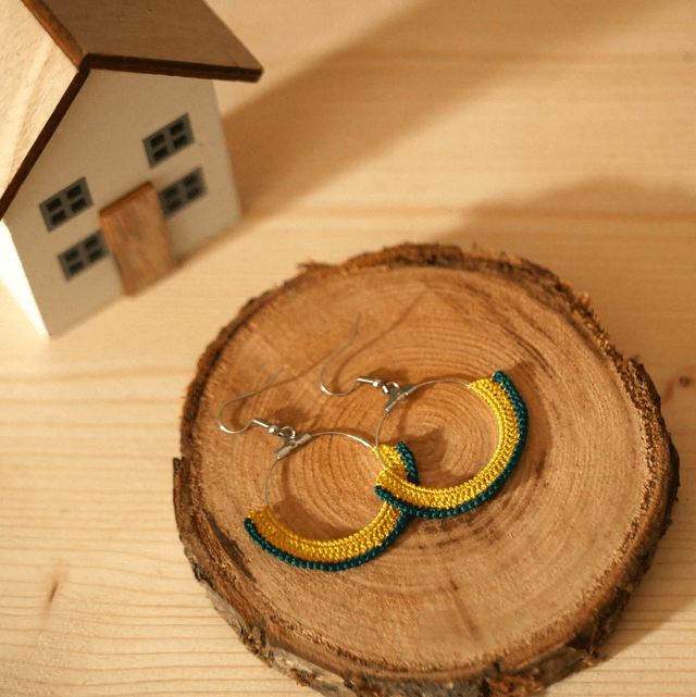 Boucles d&#039;oreilles créoles Jaune et vert